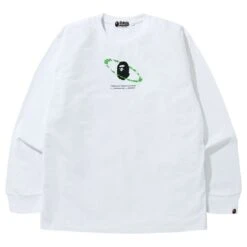 A Bathing Ape Men Universe Ape Loose Fit Long Sleeve Tee (white)
