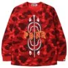 A Bathing Ape Men Color Camo Shark Long Sleeve Tee (red) -Our Apparel Shop ap1g80111007red 1