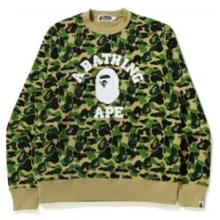 A Bathing Ape Men ABC Camo College Wide Crewneck (green)