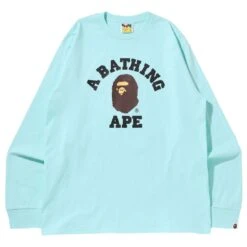 A Bathing Ape Men College Long Sleeve Tee (blue / Sax)