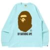 A Bathing Ape Men By Bathing Ape Long Sleeve Tee (blue / Sax) -Our Apparel Shop ap1i30111021sax