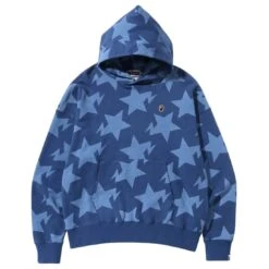 A Bathing Ape Men Sta Pattern Loose Fit Pullover Hoodie (blue / Indigo)