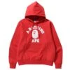 A Bathing Ape Men Classic College Relaxed Fit Pullover Hoodie (red) -Our Apparel Shop ap1i30114011red 1