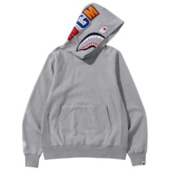 A Bathing Ape Men Shark Pullover Hoodie (gray)
