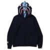 A Bathing Ape Men ABC Camo Shark Wide Fit Full Zip Double Hoodie (navy) -Our Apparel Shop ap1i30115016nvy 1
