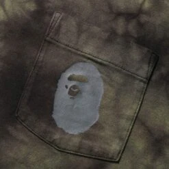 A Bathing Ape Men Tie Dye One Point Pocket Relaxed Fit Long Sleeve Tee (black) -Our Apparel Shop ap1i80111006blk 3