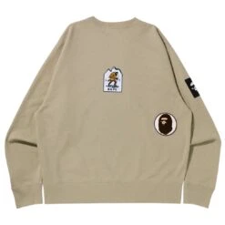 A Bathing Ape Men Bape Multi Label Relaxed Fit Crewneck (beige) -Our Apparel Shop ap1i80113005bei 4