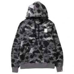 A Bathing Ape Men Grid Camo Pullover Hoodie (black)
