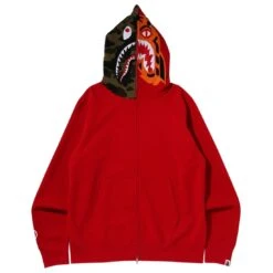 A Bathing Ape Men Crazy Face Full Zip Hoodie (red) -Our Apparel Shop ap1i80115010red 3
