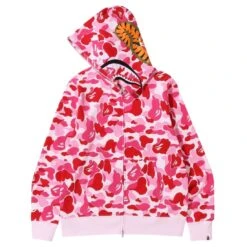 A Bathing Ape Men Big ABC Camo Shark Full Zip Hoodie (pink) -Our Apparel Shop ap1i80115011pnk 2