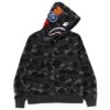 A Bathing Ape Men Color Camo Shark Full Zip Hoodie (black) -Our Apparel Shop ap1j20115003blk 1