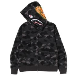 A Bathing Ape Men Color Camo Shark Full Zip Hoodie (black) -Our Apparel Shop ap1j20115003blk 2