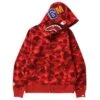 A Bathing Ape Men Color Camo Shark Full Zip Hoodie (red) -Our Apparel Shop ap1j20115003red 1