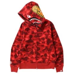 A Bathing Ape Men Color Camo Shark Full Zip Hoodie (red) -Our Apparel Shop ap1j20115003red 2