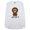 A Bathing Ape Men Baby Milo Long Sleeve Tee (white) -Our Apparel Shop ap2g80111001wht 1