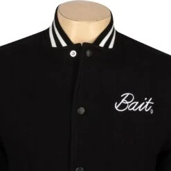 BAIT Basics Baseball Jacket (black) -Our Apparel Shop babajacketblk thum5 43102