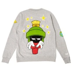 BAIT X Marvin The Martian Men Stars Crewneck Sweater (gray) -Our Apparel Shop bammstarscrwgr 2