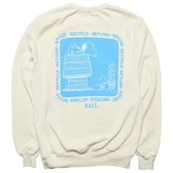 BAIT X Snoopy X Upcycle Men Recycle Crew Sweater (white / Off White) -Our Apparel Shop barecyclecrwwht 3