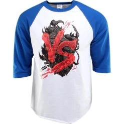 BAIT X Street Fighter Akuma VS Ryu Raglan Tee - Long Vo (white / Royal Blue / Black) - BAIT SDCC Exclusive