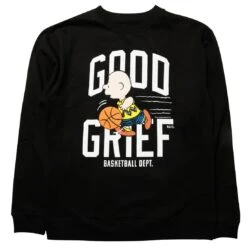 BAIT X Snoopy Men Good Grief Athletics Crewneck Sweater (black)