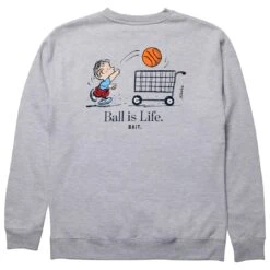 BAIT X Snoopy Men Life Ball Crewneck Sweater (gray / Heather) -Our Apparel Shop basnplifecrgr 5