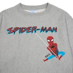 BAIT X Spiderman X Champion Men Spiderman Swing Crewneck Sweater (gray) -Our Apparel Shop baspidswingcrgr 2