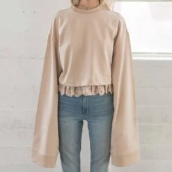 Puma X Fenty By Rihanna Women Cropped Long Sleeve Sweater (khaki / Moonlight)