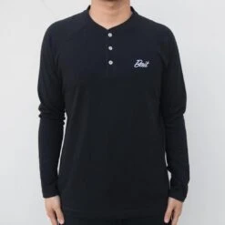 BAIT Men Core Henley Long Sleeve Tee (black)