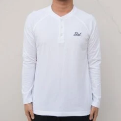 BAIT Men Core Henley Long Sleeve Tee (white)