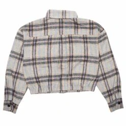 Honor The Gift Women Flannel Crop Jacket (blue) -Our Apparel Shop hgg210361blu 2