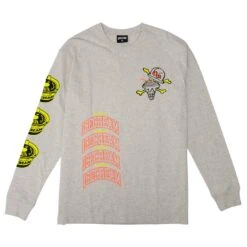 Ice Cream Men Cup Of Cone Long Sleeve Tee (white / Heather Gray)