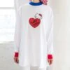 Lazy Oaf X Hello Kitty Women Long Sleeve Split Tee (White) -Our Apparel Shop lohklssplittwht1