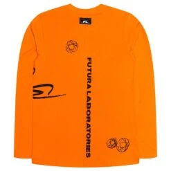 Futura Laboratories Men Siganture Long Sleeve Tee (orange) -Our Apparel Shop mdfl11005org 3
