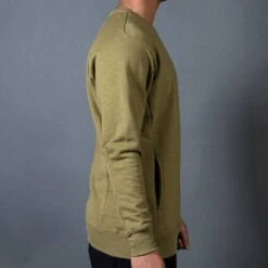 BAIT Men French Terry Crewneck Sweater - Made In LA (olive) -Our Apparel Shop v07a8581 1