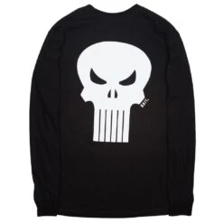 BAIT X Marvel Punisher Men Skull Long Sleeve Tee (black) -Our Apparel Shop v07a9371 edit
