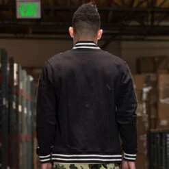 BAIT Basics Baseball Jacket (black) -Our Apparel Shop varsity blackback