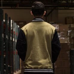 BAIT Basics Baseball Jacket (olive / Black) -Our Apparel Shop varsity oliveback